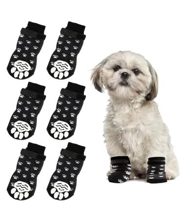Kingrun Dog Socks 3 Pairs Anti Slip Dog Socks Pet Paw Protector Soft Adjustable Paw Protection for Old Dog with Strap Traction Control for Pet Indoor Use on Hardwood Floors -S