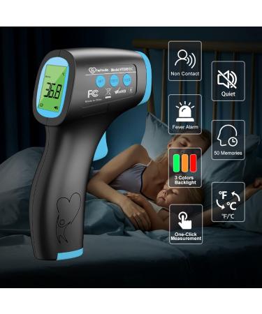 No Touch Forehead Thermometer for Adults and Children - Digital Infrared Body Thermometer for Kids - High Temperature Alarm - Instant Accurate Reading - Black - Buy Online on SooperMarket.com