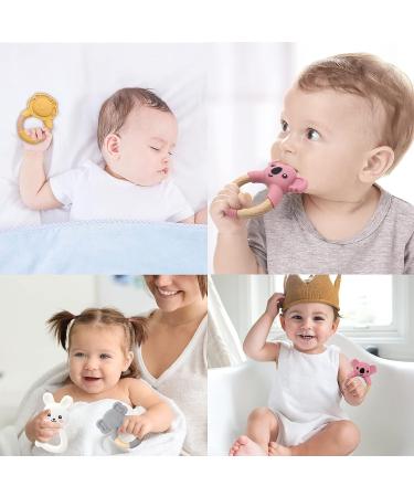 Elephant Baby Teething Toy - Natural Wooden Ring, Food-Grade Silicone, 12+ Months - Buy Online on SooperMarket.com