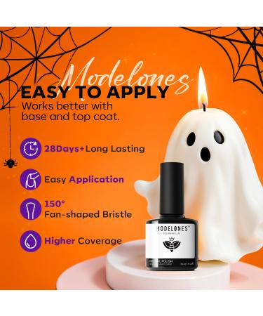 Modelones 15ML Black Gel Nail Polish - Pure Black Fall Color Soak Off Nail Art for Halloween - Perfect Home Manicure Gift for Women & Girls - Buy Online on SooperMarket.com