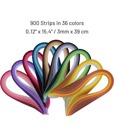 Paper Quilling Strips Set - 36 Colors - 900 Strips - 3mm x 39cm - Buy Online on SooperMarket.com