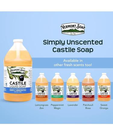 Vermont Castile Soap Unscented 64 Fl Oz - Gentle Liquid Soap for Sensitive Skin, Natural Body Wash, Organic Shampoo - Aloe Castile Soap for Men & Women - Buy Online on SooperMarket.com