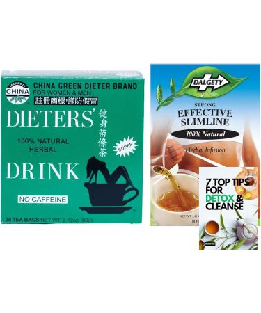 Detox Tea Bundle 48 Teabags with Dieters Drink Dieters Tea 30 teabags and Dalgety Effective Slimline Tea Herbal Infusion 18 Teabags Including Mint Retail Detox & Cleanse Guide - Buy Online on SooperMarket.com