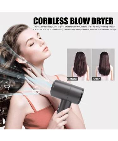 Cordless Hair Dryer Portable Lightweight Fast Drying Hairdryer Blowdryer Constant Temperature 5000mAh Batterry 6 Speed Adjustment Hairdryer for Home Camping (US Plug) US Plug Coffee - Buy Online on SooperMarket.com