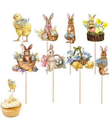 awakentti 8PCS Peter Rabbit Cupcake Decoration Room Ornaments Cake Picks with Clear Printing Easter Cupcake Toppers for Photo Wall Photo Booth Background Candy Box - Buy Online on SooperMarket.com