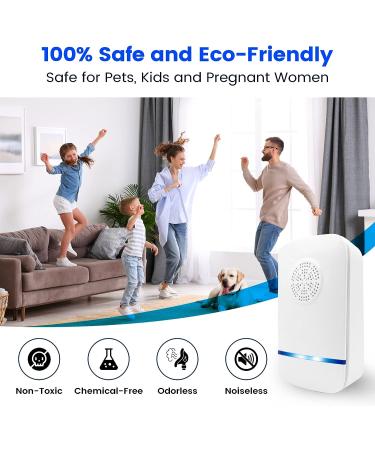 Ultrasonic Pest Repeller - Indoor Electronic Rodent Control Plug-in for Mosquitos, Roaches, Spiders, Mice & Bugs - Pack of 6 - Buy Online on SooperMarket.com
