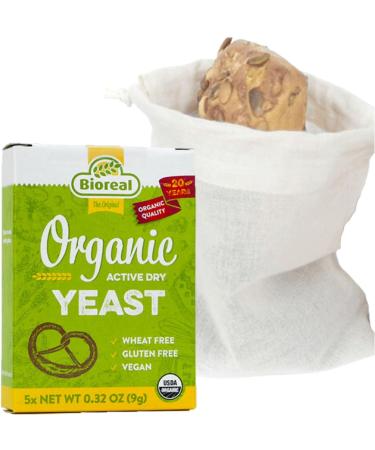 Active Dried Yeast and Linen Bread Bag Bundle Containing Organic Bioreal 5x9g Active Dried Yeast and A Bo Weevil 30 x 40cm Organic Linen Bread Bag - Buy Online on SooperMarket.com