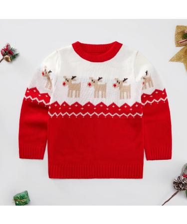 ESHOO Kids Christmas Deer Print Knit Sweater - 3-4 Years (Deer-red) - Buy Online on SooperMarket.com