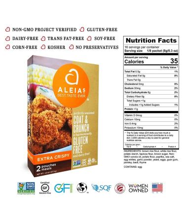 ALEIA'S Extra Crispy Coat & Crunch - 4.5oz/3 Pack | Gluten-Free, Non-GMO, Dairy-Free | Breading for Poultry, Meat, Seafood, Vegetables - Buy Online on SooperMarket.com
