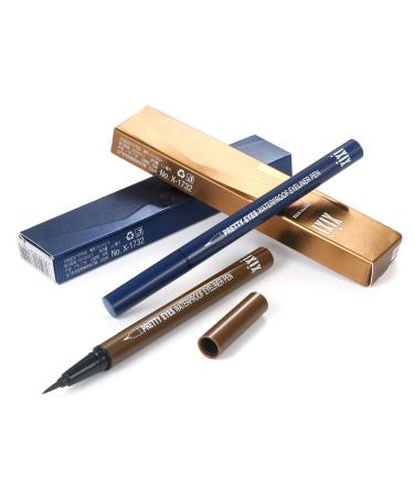Vtrem 2 Pack Blue Eyeliner Pencil - Waterproof Navy Blue/Light Brown Liquid Eyeliner Pen Set for Smudge Proof, Long Lasting Makeup - Korean Glitter Liner Tools - Buy Online on SooperMarket.com