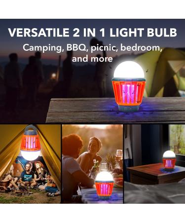 Boundery Bug Zapper Light Bulb - Fast Mosquito Elimination | USB Rechargeable IPX6 Waterproof LED Zapper | Portable with 4 Light Modes - Buy Online on SooperMarket.com