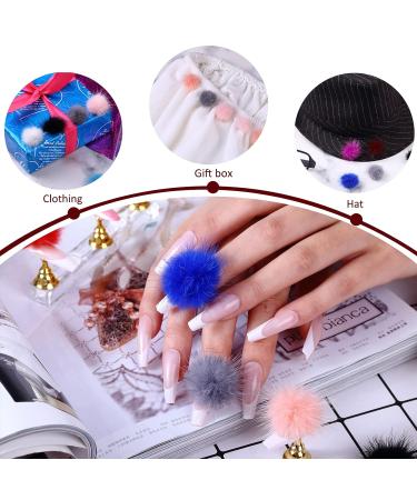 3D Fluffy Pom Balls Nail Charms Kit | 24 Pieces with Magnetic Detachable Plush Pom Poms | Storage Box Included | Nail Art DIY for Girls and Women - Buy Online on SooperMarket.com