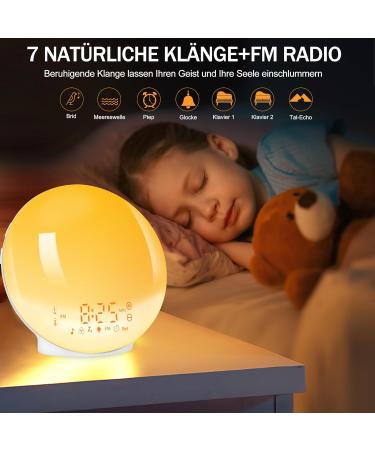 Buy Togaga Light Alarm Clock - Sunrise Sunset Simulation Dual Alarms 11 Colors & 7 Natural Sounds - Perfect Bedside Lamp for Adults - Buy Online on SooperMarket.com