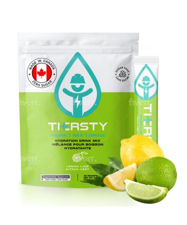Thersty Electrolyte Powder ZERO Sugar Electrolyte Packets Designed for Rapid Hydration. All Natural Ingredients and Trusted by the World s most Demanding Industries 10 Servings - Lemon Lime