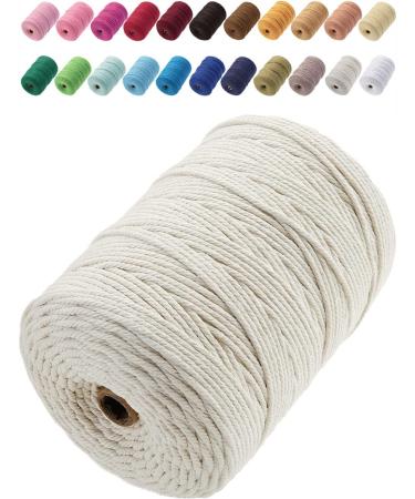 GOHOF Macrame Cord 3mm x 328yards Natural Macrame Cotton Rope Colored Macrame Rope Soft Cotton Cord Macrame Supplies Craft Rope Macrame Yarn for Plant Hanger Wall Hanger Dreamcatcher (Beige) 3mmx328Yards Beige