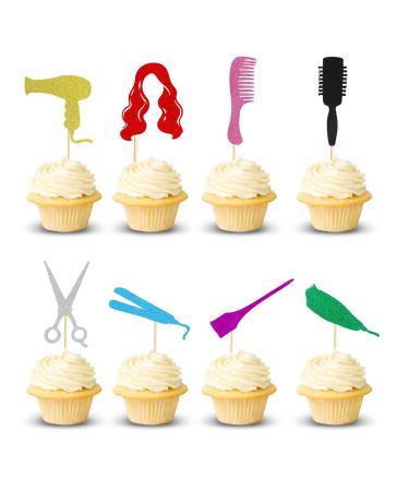 Arthsdite 24Pcs Barbershop Themed Cupcake Toppers Haircut Bachelorette Cupcake Picks Bridal Shower Birthday Party Cake Decorations Supplies