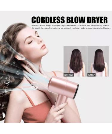 Cordless Hair Dryer Portable Batterry Hairdryer Constant Temperature Hair Styling Tool Quick Drying Hair Care Dryer Quick Constant Temperature Hair Care Shower Mirrors (US Plug) US Plug Rose Gold - Buy Online on SooperMarket.com
