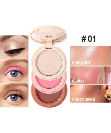 RoseFlower 3-in-1 Highlighting Blush & Contour Palette | Portable Concealer Set for All Skin Types | Makeup Gift for Girls & Women - Buy Online on SooperMarket.com