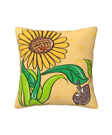 YYHHAOFA Sunflower Seeds and Sunflowers Picture Universal Pillowcase for All Seasons 12"x12" : Soft and Comfortable Suitable for car Sofa Black 12" x 12"