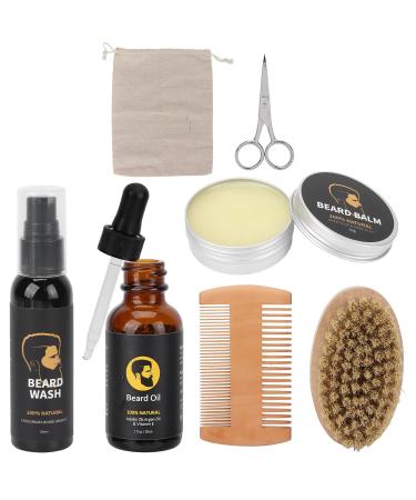 Kosdfoge 7-Piece Partial Beard Care Set for Men | Shampoo Oil Balm Brush & More | Perfect Christmas Gifts for Fathers - Buy Online on SooperMarket.com