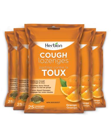 Herbion Naturals Cough Lozenges Orange Flavor | Cough Suppressant | Sore Throat Relief | Pack of 5 125 Counts