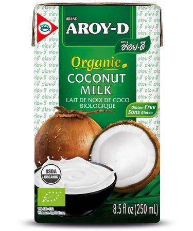 Aroy-D Organic Coconut Milk Coconut milk for cooking and baking Ideal for desserts soups smoothies and cocktails 6 x 250 ml