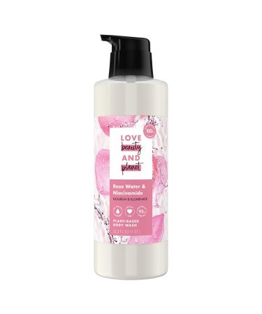 Love Beauty And Planet Plant-Based Body Wash Nourish and Illuminate Skin Rose Water and Niacinamide Made with Plant-Based Cleansers and Skin Care Ingredients 32.3 fl oz