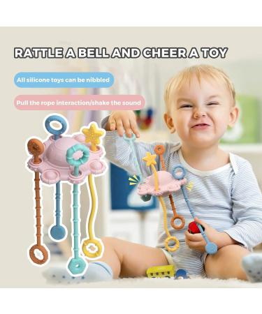 Calakono Spinner Sensor Toy for Toddlers | Safe Montessori Pull String Activity Toys for Travel | Child-Friendly Sliding and Dragging Toys in Pink - Buy Online on SooperMarket.com