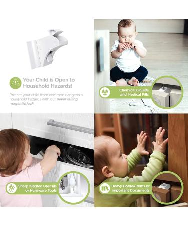 Child Safety Cupboard Locks Magnetic - 8 Locks + 2 Keys - Adhesive Baby Proofing for Cabinets/Drawers - No Tools/Screws Needed - Buy Online on SooperMarket.com
