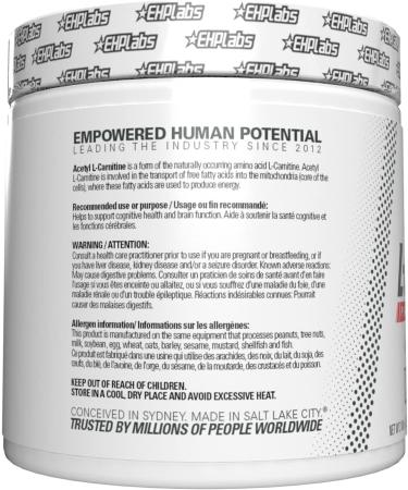 EHP Labs Acetyl L-Carnitine - Supports Natural Energy Production Aids Metabolism Assists in Healthy Brain Function Supports Heart Health Non-GMO Vegan Gluten Free - 50 Serves - Buy Online on SooperMarket.com
