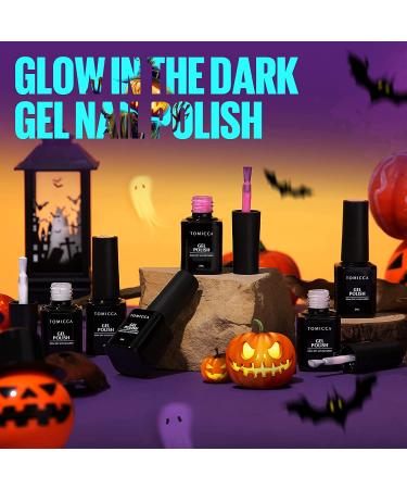 TOMICCA Glow in the Dark Gel Nail Polish Set - Halloween Luminous Fluorescent UV Gel Polish Kit - Pink & White Colors for Nail Art - Buy Online on SooperMarket.com