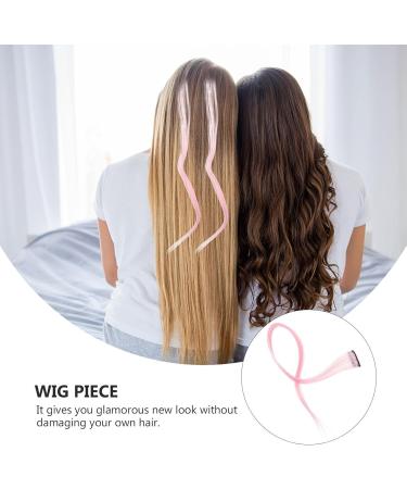 10pc Straight Hair Extensions Ponytail Wigs High Temperature Fiber Clip Hairpiece Women Girls Party Highlights Pink - Buy Online on SooperMarket.com