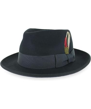 Belfry Gangster 100% Wool Crushable Dress Fedora in Black Grey Navy Brown Pecan - Large Black - Buy Online on SooperMarket.com
