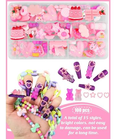 EBANKU 100 Pcs Pink Resin Flatback Decorations - 36 Styles Mixed Kawaii Slime Charms for DIY Crafts & Jewelry Making - Buy Online on SooperMarket.com