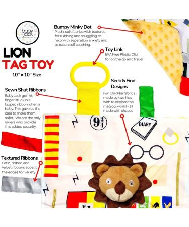 10x10 Wizard Muggle Baby Lovey Gryffen Lion Tag Toy for Babies | House Colors | Learn Wizardry | Soft & Safe Baby Gift | BPA Free - Buy Online on SooperMarket.com