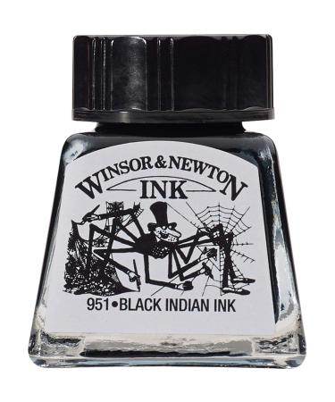 Winsor & Newton Drawing Ink, 14ml Bottle, Black Indian 14ml Bottle Black Indian