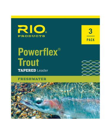 RIO Products Powerflex Trout 7.5ft Leader, Freshwater Tapered Fly Line, 3 Pack 5X