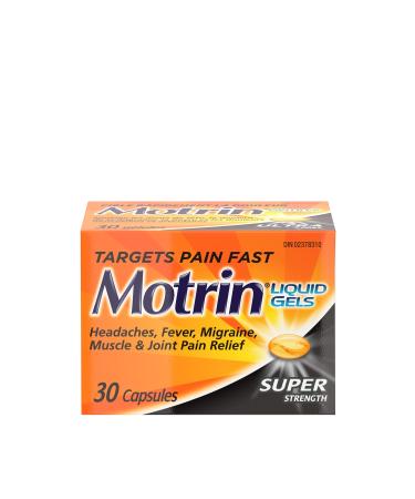 Motrin Ibuprofen Super Strength Liquid Gels Pain Reliever Menstrual Pain Back Pain 400mg 30 Liquid Gels 30 Count (Pack of 1) Liquid Gels