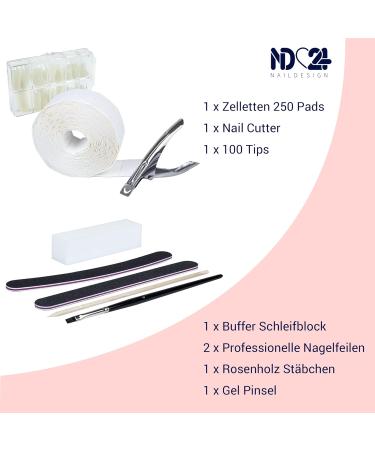 ND24 NAILDESIGN Premium Gelnail Starter Set - Complete LED Gel Kit for Beginners | Includes Adhesive French Gel Sealing Gel & Nude Gels - Made in Germany - Buy Online on SooperMarket.com