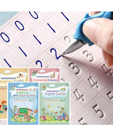 Digmonster Magic Ink CopyBooks for children reusable manuscript workbooks for presules grooves template design and handheld aid practice for children printing (4 books antique
