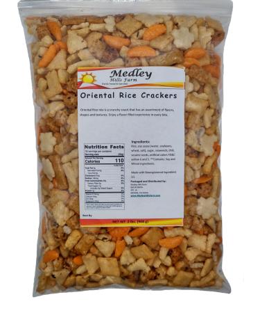 Medley Hills Farm Oriental rice crackers japanese Crunchy & Spicy | in Resealable Bag | 2 lbs