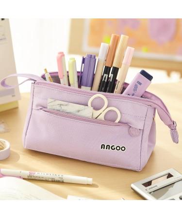ANGOOBABY Large Capacity Pencil Case Durable Pen Pouch Portable Pencil Bag with Handle for School Teen Girl Boy Men Women Adults purple - Buy Online on SooperMarket.com