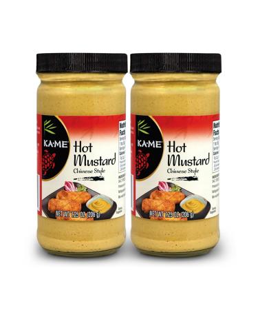 KA-ME Chinese Style Hot Mustard 7.25 oz (Pack of 2), Authentic Asian Ingredients and Flavors, Certified Gluten Free, No Preservatives/MSG, Condiments For Egg & Spring Rolls, Fried Wonton, Roasted Pork Belly, Chinese Beef H
