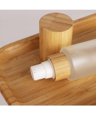 Cosidea 100ml Refillable Bamboo Lid Glass Bottles | Lotion Pump & Travel Containers for Cosmetics - Buy Online on SooperMarket.com