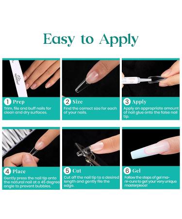Beetles 500Pcs Long Coffin Fake Gel Nail Tips with Glues - Clear Press On Nails for Acrylic/Dip Powder/Poly Gel Extensions - Halloween Nail Art Design - Buy Online on SooperMarket.com