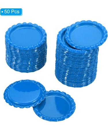PATIKIL 1 Inch Flat Decorative Bottle Caps 50 Pack Craft Bottle Pendant Trays Double Sides Printed for DIY Pendants Craft Scrapbooks Blue - Buy Online on SooperMarket.com