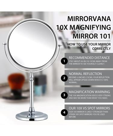 Mirrorvana Large Double Sided 10X and 1X Magnifying Makeup Mirror - 15 Height, 8 Wide with Stand - Gift Box Included - Buy Online on SooperMarket.com