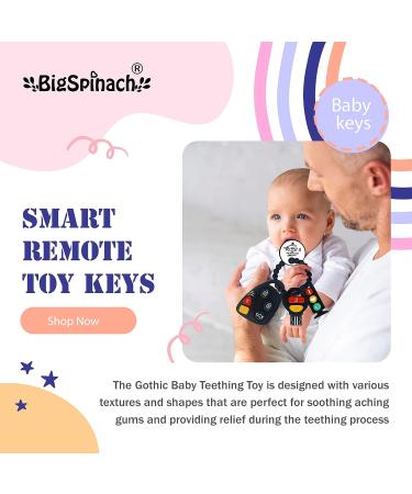 BIGSPINACH Baby Teething Keys Toys Set - Gothic Car Key Baby Teether Combo for 6 to 12 Months Toddler (Black) - Buy Online on SooperMarket.com