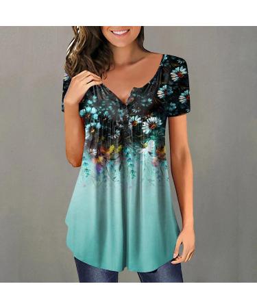 JEGULV Plus Size Green Boho Floral Print Tee - Women's Short Sleeve Tunic - Buy Online on SooperMarket.com