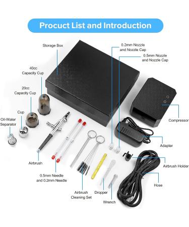 COSVII Upgraded 40 PSI Airbrush Kit with Compressor, Dual Action Gun Set for Art, Makeup, Cake Decorating - Black - Buy Online on SooperMarket.com